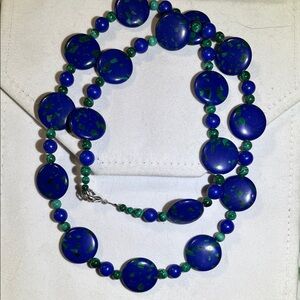 Azurite Green Jasper and Blue Lapis Necklace